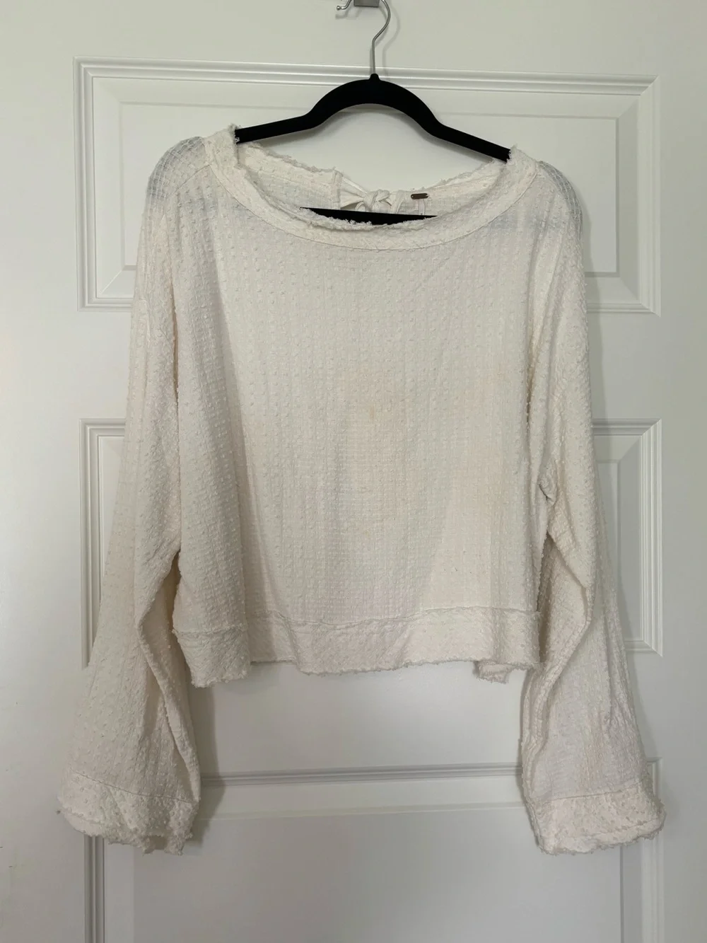Free People Ivory Waffle Knit Long Sleeve